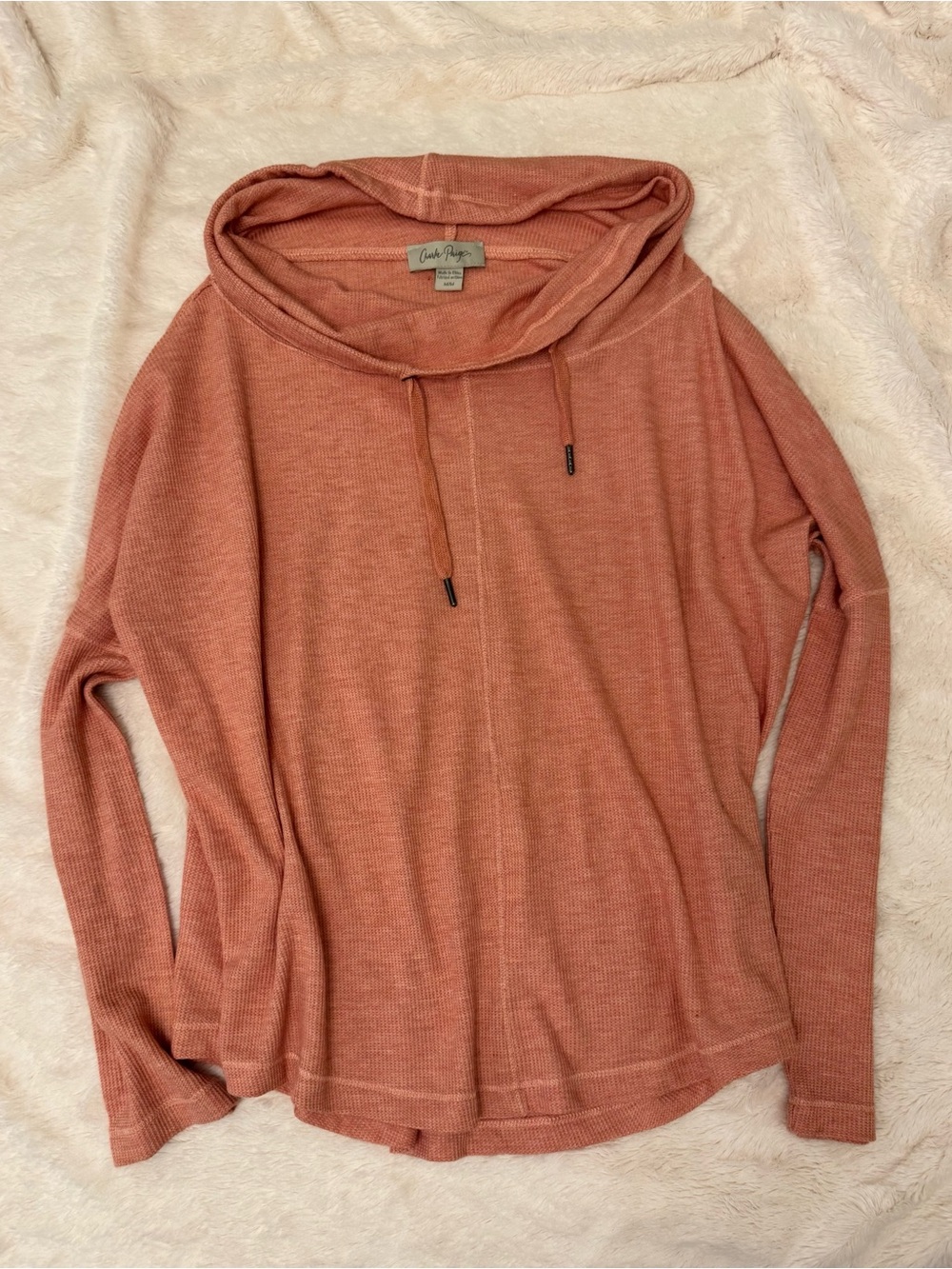 Charlie Paige Lightweight Cowl Hooded Sweater - Dusty Rose / Coral / Salmon